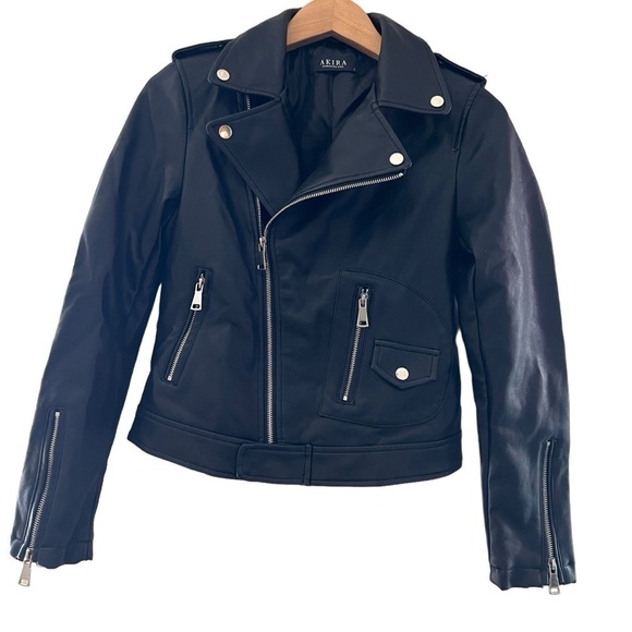 AKIRA Jackets & Blazers - Akira Vegan Leather Moto Jacket Size Small